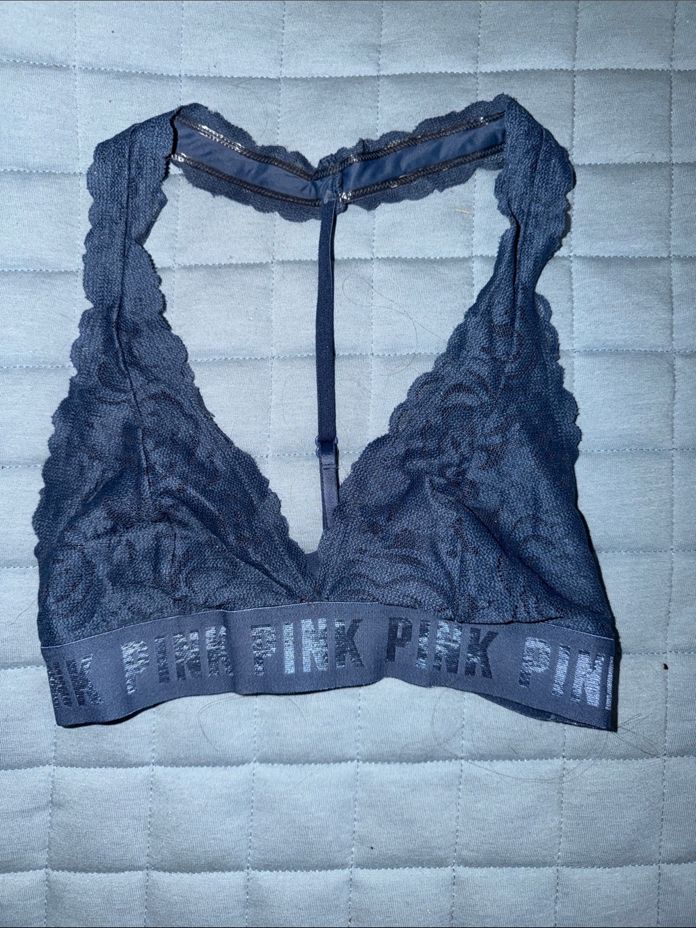 PINK Victoria's Secret Lace Racerback Bralette in Navy Blue